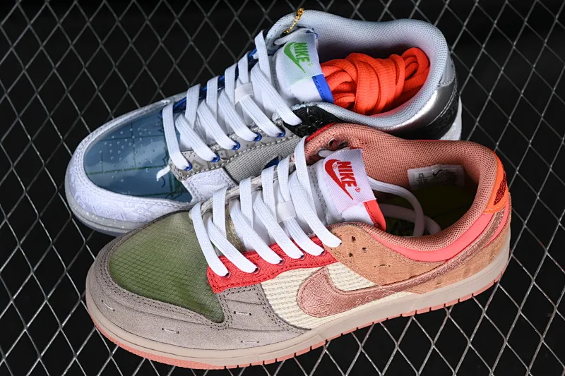 All categories Nk SB Dunk series Nk SB Dunk Low low-top sneakers J version Clot x Dunk Low "What The" joint model Yuanyang color SB low-top casual sneakers FN0316-999